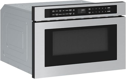 Zephyr 24 inch Built In Drawer Microwave Oven Under Cabinet - Integrated, Wall Mount, Under Counter Pull Out Microwave Drawer 1.2 cu ft, Preset Cooking Options, Easy Clean Coating, 1000W