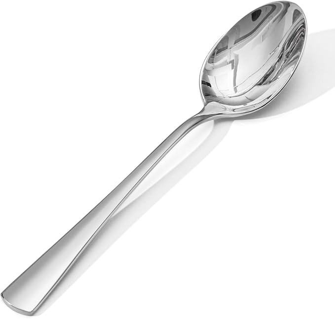 KINGSTONE 16 Piece Dinner Spoon Set, 18/10 Stainless Steel Spoons, Silver Food Grade Table spoons of 16, Metal Spoons for Home, Kitchen, Weddings, Parties or Restaurant, Dishwasher Safe-8.15inches