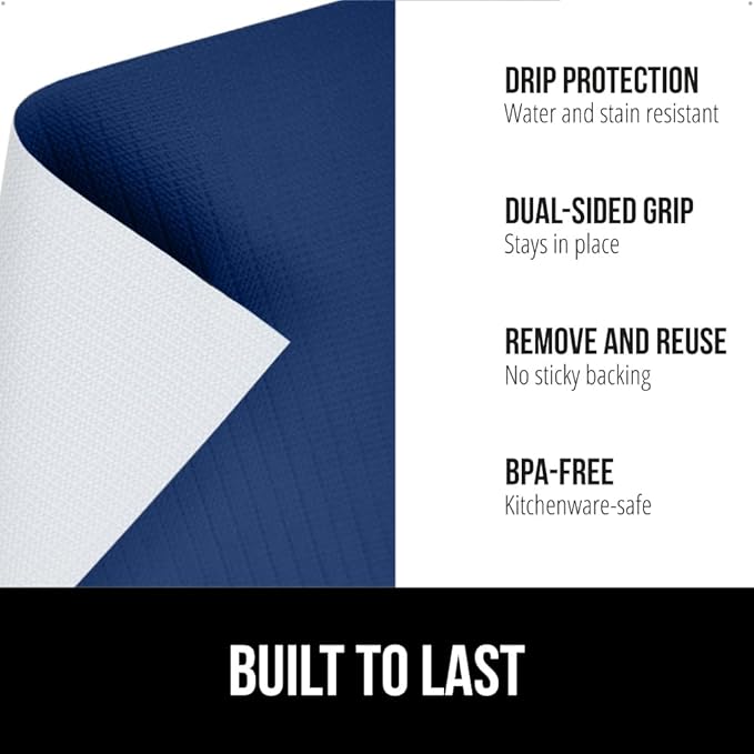 GORILLA GRIP DripGuard Shelf Liner, Non Adhesive Drawer and Kitchen Cabinet Protector, 24x240 Inch, Slip Resistant BPA Free Smooth Surface Plastic Liners for Cabinets, Bathrooms, Closets, Navy Blue
