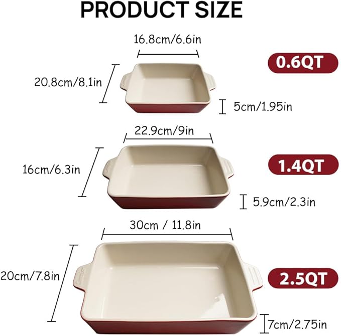 Sweejar Ceramic Bakeware Set, Rectangular Baking Dish for Oven Lasagna Pans for Cooking, Kitchen, Cake Dinner, Banquet and Daily Use, 11.8 x 7.8 x 2.76 Inches of Casserole Dishes (Turquoise)