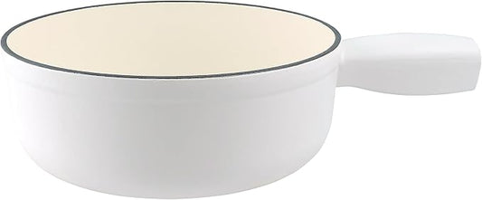 Swissmar Lugano Cast Iron Cheese Fondue Pot Replacement, 2 QT / 2 L – Compatible with Swissmar Lugano Fondue Sets – Ideal for Melting Cheese, Chocolate, & Caramel – Matte White