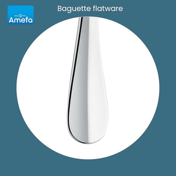 Amefa Baguette 20-Piece Flatware, Set for 4 – Stainless Steel Silverware with High-Gloss Mirror Finish, Rust-Resistant Dishwasher Safe Cutlery with Forks, Knives, Spoons, Salad Forks & Teaspoons