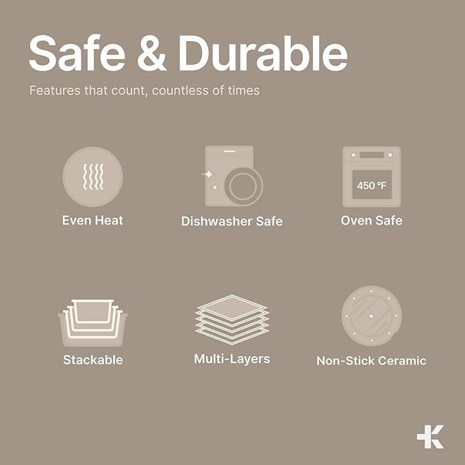 Bakken 8.5 Quart Ceramic Coated Stock Pot with Lid, Easy Clean Nonstick Pot, Tempered Glass Lid, Riveted Stainless Steel Handles, Oven Safe Up To 500°F, PTFE & PFAS Free, All Stove Compatible, Cream