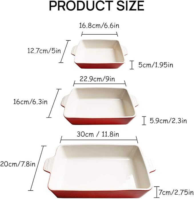 Sweejar Ceramic Bakeware Set, Rectangular Baking Dish for Oven Lasagna Pans for Cooking, Kitchen, Cake Dinner, Banquet and Daily Use, 11.8 x 7.8 x 2.76 Inches of Casserole Dishes (Navy)