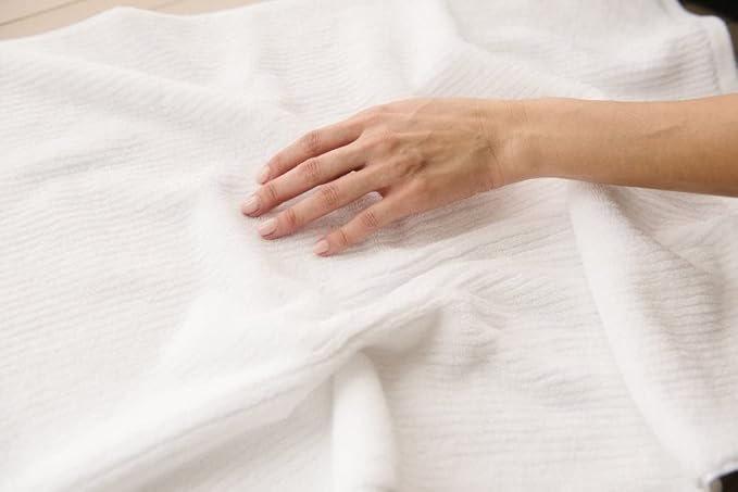 Cozy Earth Ribbed Bath Towel Set - 60% Cotton 40% Viscose from Bamboo Bathroom Towels - Soft & Absorbent Textured Ribbed Pattern - 2 Pack White