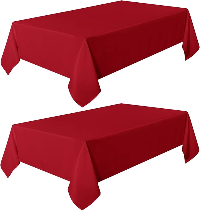 sancua 2 Pack Red Tablecloth 54 x 78 Inch, Rectangle 4 Feet Table Cloth - Stain and Wrinkle Resistant Washable Polyester Table Cover for Dining Tables, Buffet Parties and Camping
