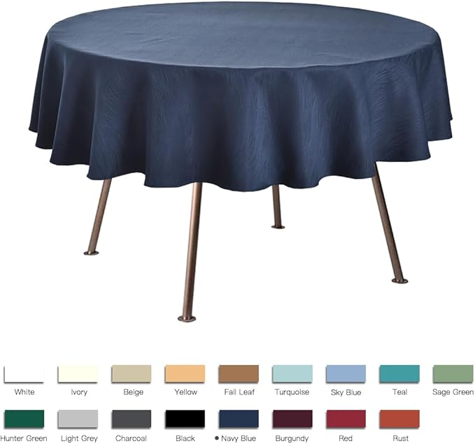 maxmill Jacquard Round Table Cloth Swirl Pattern Waterproof Antiwrinkle Heavy Weight Soft Tablecloths for Circular Table Cover and Kitchen Dinning Tabletop Decoration Round 70 Inch Navy Blue