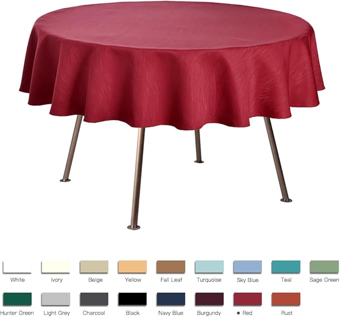 maxmill Jacquard Round Table Cloth Swirl Pattern Waterproof Antiwrinkle Heavy Weight Soft Tablecloths for Circular Table Cover and Kitchen Dinning Tabletop Decoration Round 70 Inch Red