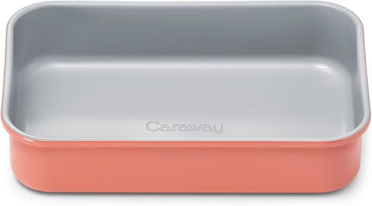 Caraway Nonstick 9” x 6.5” Small Rectangle Baking Pan – Non-Toxic, PTFE & PFOA Free – Aluminized Steel Core – Deep Ceramic Baking Pan for Casseroles, Lasagna & More - Perracotta
