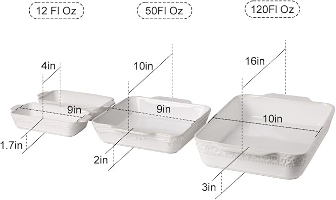 Sweejar Ceramic Bakeware Set of 4, Casserole Dishes for Oven, Rectangular Baking Dish with Handles, Lasagna Pans Deep for Cooking, Gratin, Roasting, Banquet and Daily Use (Navy)