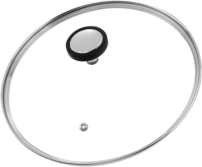 Woogim Anti-Slip Silicone Handle Glass Lid with Steam Vent 11 Inch,4mm Thick Tempered Glass Lids,Dishwasher and Oven Safe,Universal for Home Casseroles and Frying Pans,Well-sealed Pot Cover