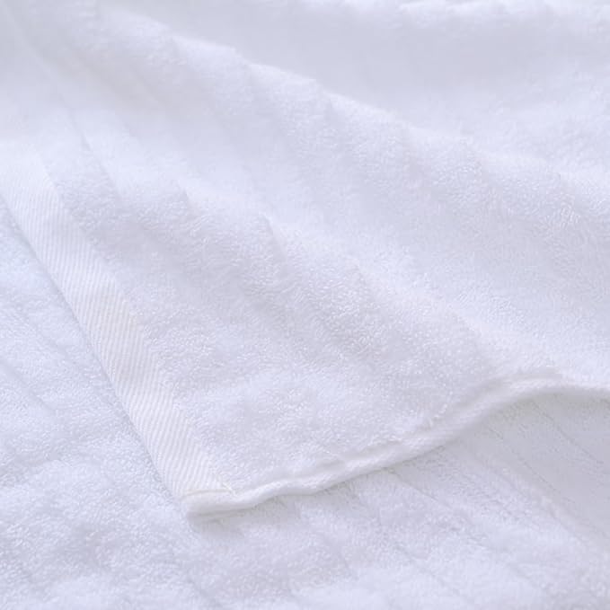 sense gnosis 100% Cotton White Hand Towel Set of 2 Thick Stereoscopic Ladder Striped Soft Quick Dry and Absorbent Bathroom Decorative Hand Towel 13 x 29 Inch