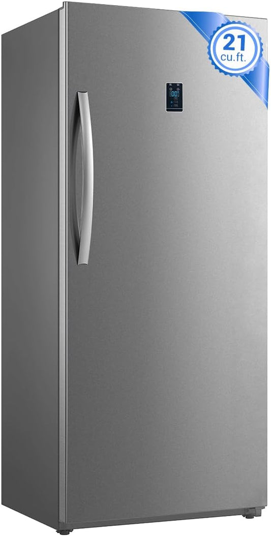 Smad 21 Cu.Ft. Upright Freezer, Stand Up Frost Free Freezer with LED Control Panel, Right Open Door, Door Ajar Alarm, Convertible Refrigerator/Freezer for Garage, Kitchen, Home, Stainless Steel