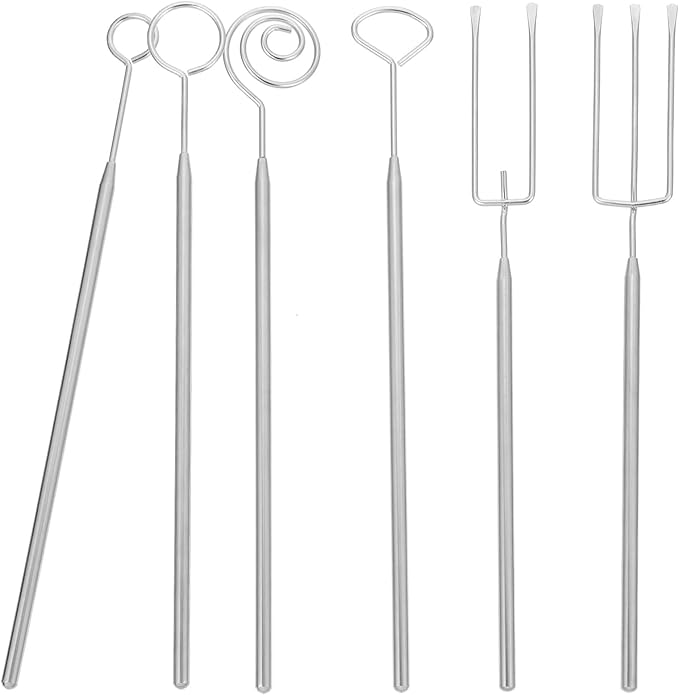 Amosfun Chocolate Fork Set 6 Pcs Stainless Steel Fondue Forks for Chocolate Dipping Candy Making Dessert Decoration Tools