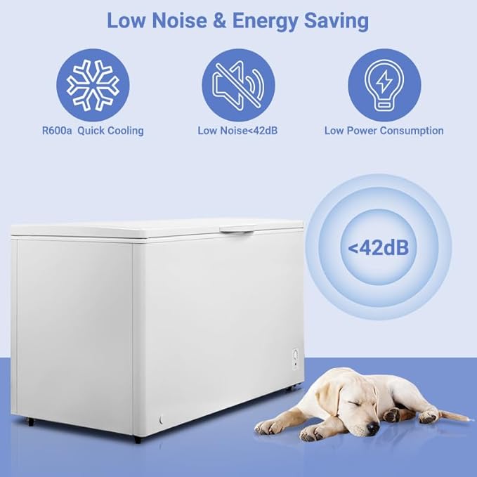 SMETA Chest Freezer 20.5 Cubic Feet Deep Freezer with 2 Baskets, Energy Efficient Freezer Chest Large Capacity Freezer Chest for Kitchen, Home, Basement, Garage Ready Chest Freezer with Wheels, White