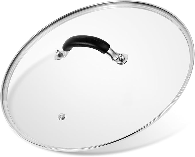 12 Inch Pan Lid - Glass Lid with Stainless Steel Handle for Frying Pan and Pots (12" Lid)