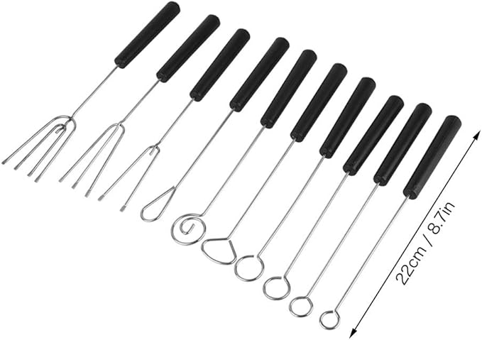 Set of 10 Stainless Steel Split Chocolate Forks Hot Pot DIY Decorative Tools Pralines and Trüffel