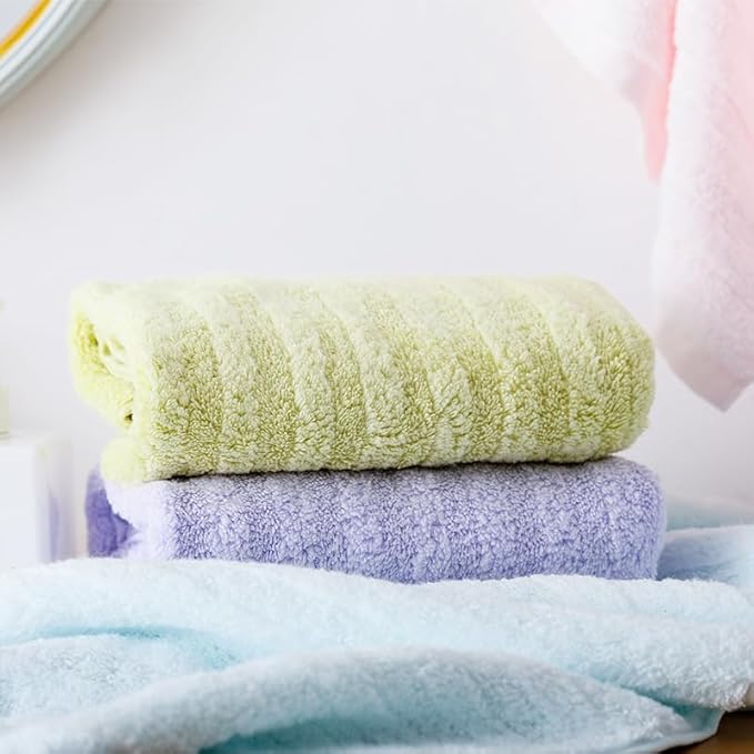 Vie Triomphe Facial Towels Washcloth (Pink+Purple+Yellow+Blue) Luxury Hand Towels for Bathroom,100% Cotton Quick Dry Absorbent Soft Hand Towel Set 13.38 * 31.49 Inch Wash Clothes;