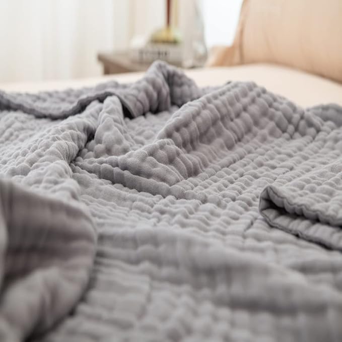 sense gnosis Light Grey Blanket Muslin Throw Blanket for Couch 8-Layer Gauze Blanket Breathable Soft and Lightweight Blankets for Baby and Adults 55"x75"