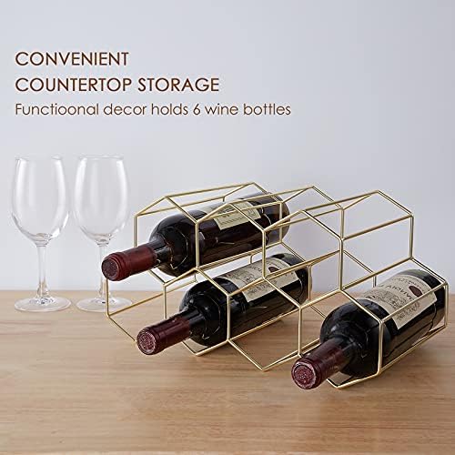 Countertop Wine Storage - Freestanding 7 Bottle Metal Holder with Modern Design for Kitchen or Wine Cellar