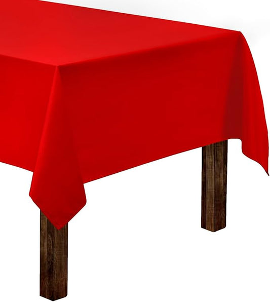 Gee Di Moda Rectangle Tablecloth - 60 x 84 Inch Red Table Cloth for 5 Foot Rectangle Tables - Heavy Duty Washable Fabric - for Holiday Party, Dinner, Weddings, Baby Shower & Events