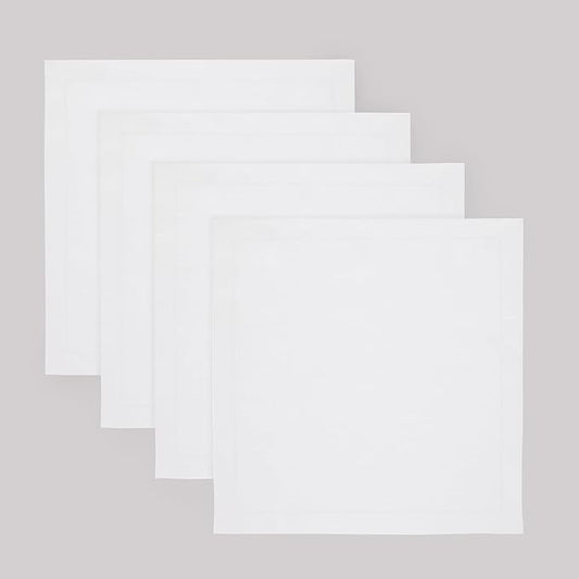 Solino Home White Placemats Set of 4-100% Pure Linen Placemats 14 x 14 Inch for Winter, Valentines, Holiday, New Year - Fete