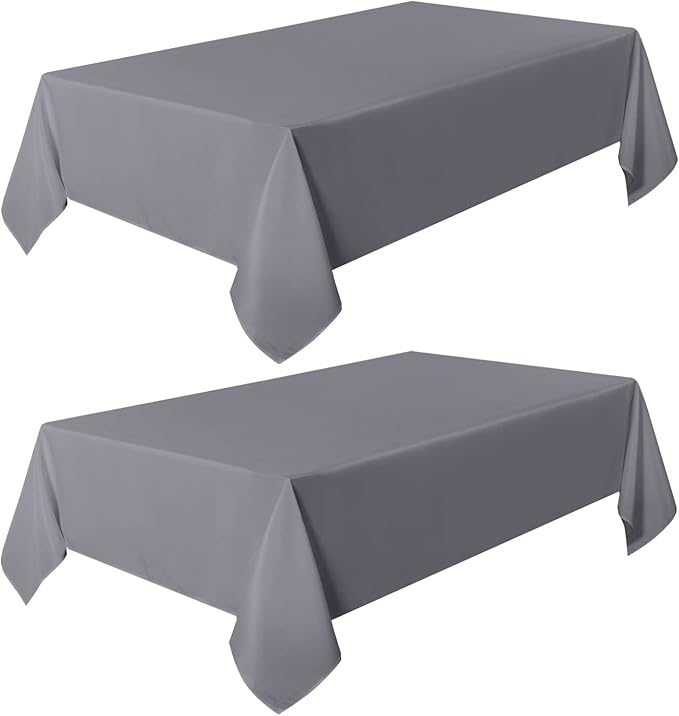 sancua 2 Pack Light Grey Tablecloth 54 x 78 Inch, Rectangle 4 Feet Table Cloth - Stain and Wrinkle Resistant Washable Polyester Table Cover for Dining Tables, Buffet Parties and Camping