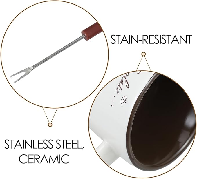 Garneck 2 Sets Chocolate Fondue Mugs Ceramic Multifunction Pot Hot Chocolate Mug Porcelain Melt Chocolate Fondue Crucible Mini Fondue Pot for Cheese Caramel Butter