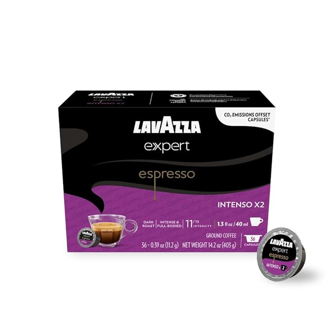 Lavazza Expert Espresso Intenso Double Shot Capsules, Dark Roast, Arabica and Robusta Blend, Compatible with Lavazza Classy Machines (36 Capsules)