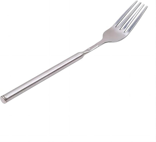 Extendable Fork Long Telescopic Fork with Extendable Handle Stainless Steel Dinner Forks, Extending for BBQ Tableware Supplies, Extends 25.4 inch (1 PCS)