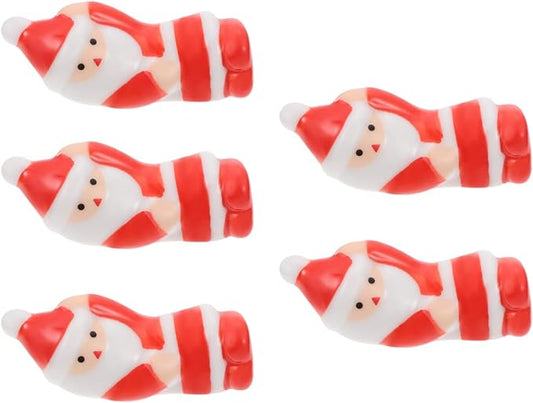Hemoton 5Pcs Christmas Chopstick Rest,Cute Ceramic Santa Claus Chopstick Holder,Xmas Dinner Spoon Stand Fork Knife Holder for Holiday Dining Tableware