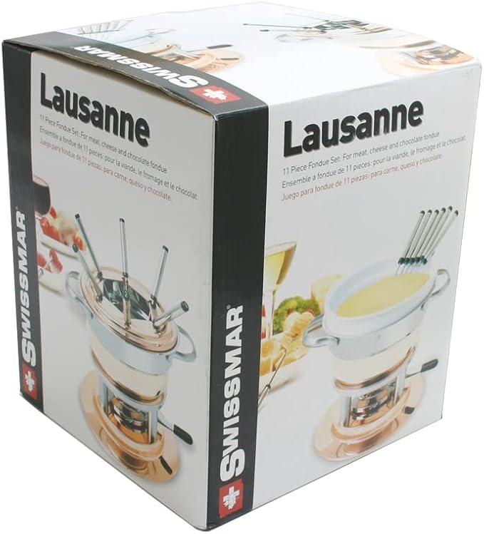 Swissmar Lausanne 11-Piece Copper Plated Fondue Set - Ideal for Cheese & Chocolate Fondue, Oil & Broth Cooking - Perfect for Kitchen Collection & Wedding Gifts - 1.8 Liter / 1.9 Quarts