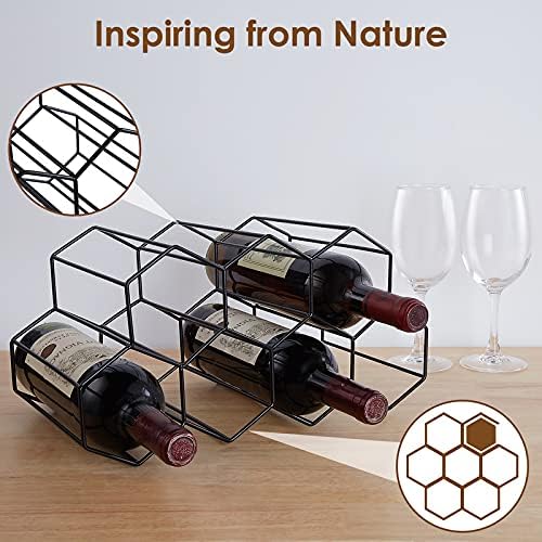 Fomanish 7 Bottle Holder - Freestanding Wine Rack, Modern Metal Tabletop Holder for Kitchen & Wine Cellar