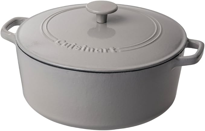 Cuisinart Chef's Classic Enameled Cast Iron Round Covered Casserole (Cool Grey, 7- Quart)