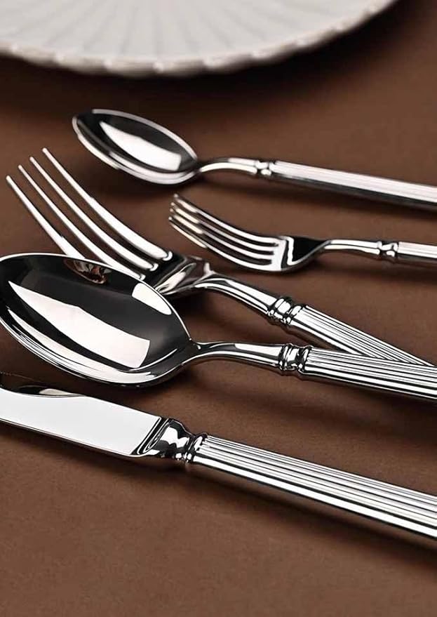 Silverware Set for 4 Morden Flatware Set 16 Pieces 18/10 Stainless Steel Unique Roman Column Handle Cutlery Utensil Sets for Home Restaurant Dishwasher Safe Tableware Set