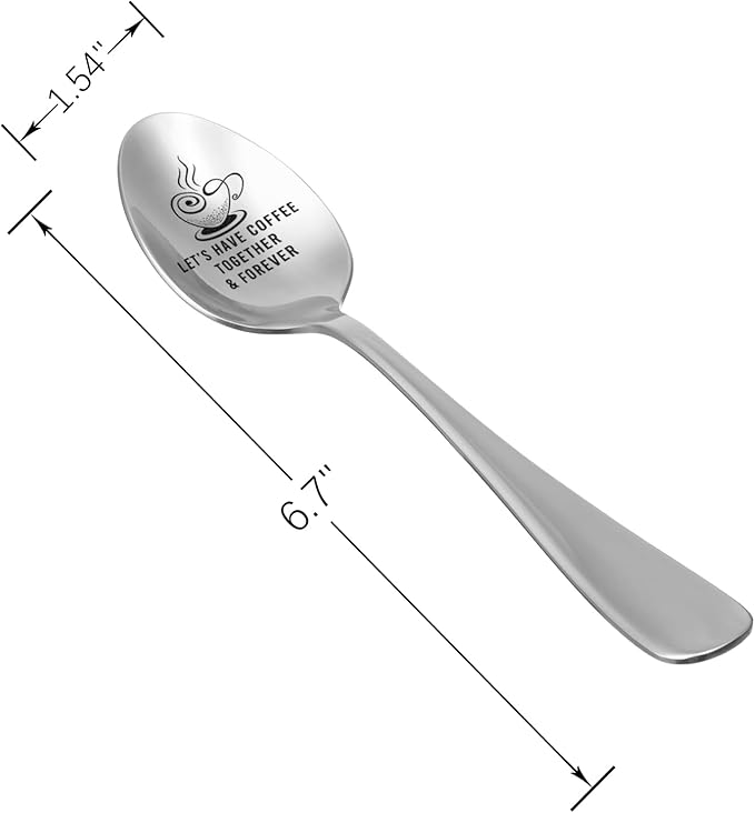 Couple Gifts Friends Gifts—Let's Have Coffee Together & Forever Engraved Spoon Personalized Gift for Valentine's Day gift,Birthday Gift,Thanksgiving Day Gift,Christmas Gift(2PCS)