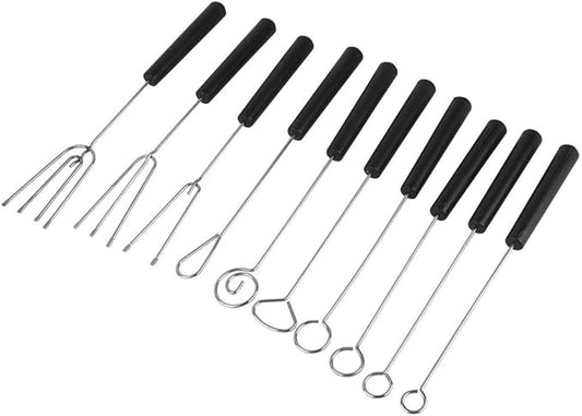 Set of 10 Stainless Steel Split Chocolate Forks Hot Pot DIY Decorative Tools Pralines and Trüffel
