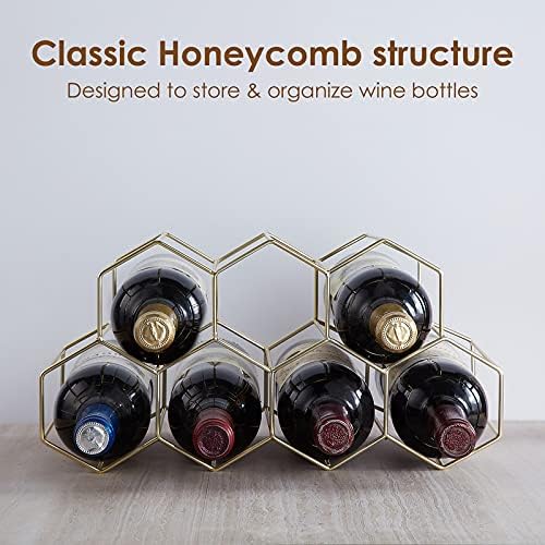 Countertop Wine Storage - Freestanding 7 Bottle Metal Holder with Modern Design for Kitchen or Wine Cellar
