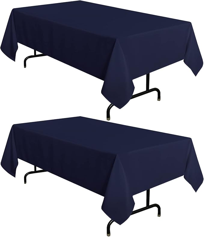 sancua 2 Pack Navy Tablecloth 60 x 84 Inch, Rectangle 4 Feet Table Cloth - Stain and Wrinkle Resistant Washable Polyester Table Cover for Dining Tables, Buffet Parties and Camping
