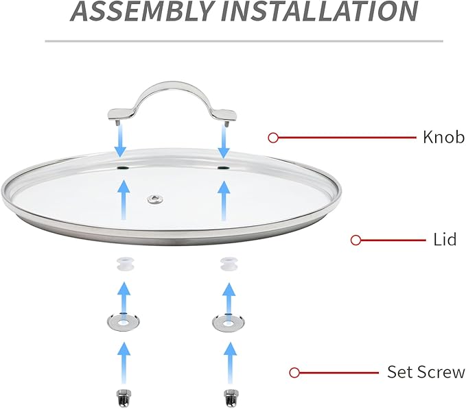 12.5" Tempered Glass Pan Lid with Steam Vent, Thickened to 4mm and Dishwasher Safe and Oven up to 480℉, Universal Lid Fit for Cast Iron Skillets, Frying Saute Pan, Cooking Pot