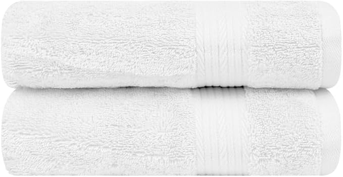 Ample Decor Hand Towels for Bathroom 18 X 28 Inch 600 GSM 100% Cotton, Soft Absorbent - Set of 2 - Christmas White