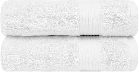 Ample Decor Hand Towels for Bathroom 18 X 28 Inch 600 GSM 100% Cotton, Soft Absorbent - Set of 2 - Christmas White