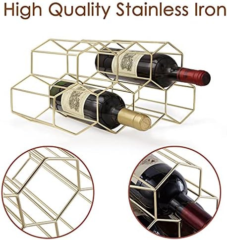 Countertop Wine Storage - Freestanding 7 Bottle Metal Holder with Modern Design for Kitchen or Wine Cellar