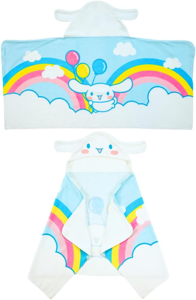 Sanrio Cinnamoroll Kids Super Soft Bath/Pool/Beach Soft Cotton Terry Hooded Towel Wrap, 24 in x 50 in, (Officially Licensed Product) by Franco