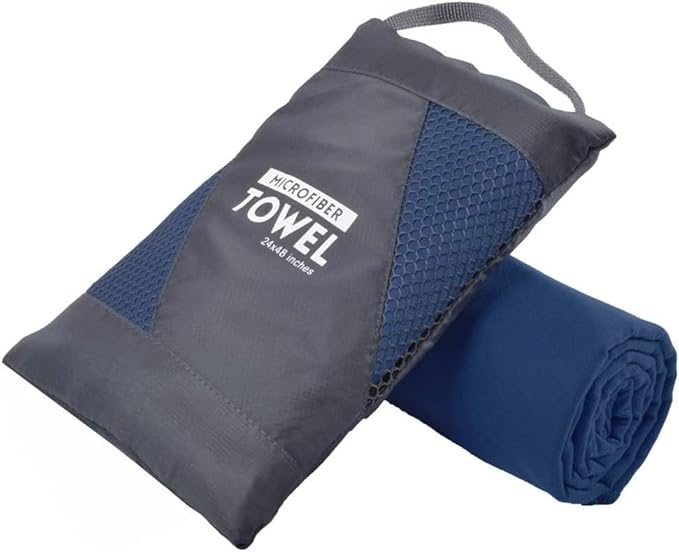 Microfiber Towel Perfect Travel & Gym & Camping Towel, Quick Dry - Super Absorbent - Ultra Compact - Lightweight. Suitable for Trip, Beach, Shower, Backpacking, Pool (Navy Blue)
