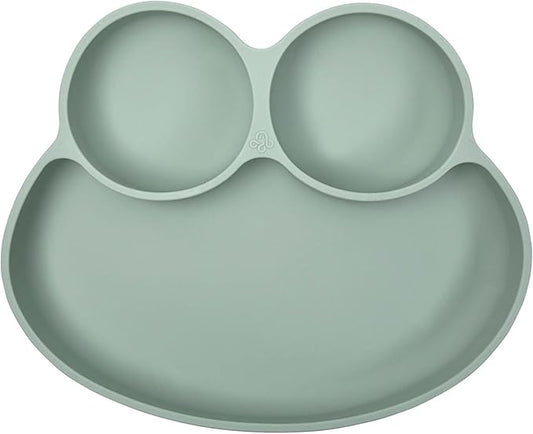 Abiie Octopod Frog Silicone Plates with Suction - Spill Proof, Easy to Clean - BPA-Free Bowl - Suction Plates for Baby and Toddler - Training & Feeding Divided Grip Dish (Sage Green)