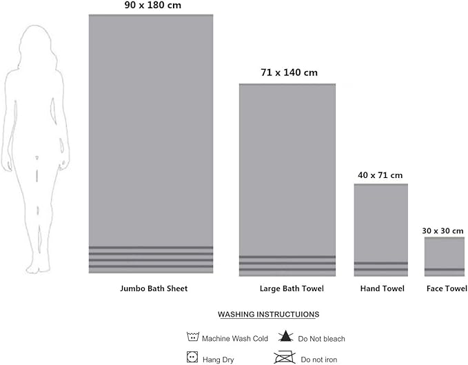 CASA COPENHAGEN Solitaire 6 Pieces Towel Set- Black, 600 GSM 2 Bath Towel 2 Hand Towel 2 Washcloth, Designed in Denmark Made of Soft Egyptian Cotton for Bathroom, Kitchen & Shower