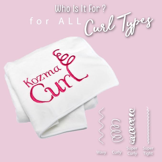 Kozma Curl Microfiber Hair Towel 20 x 37 | Anti-Frizz Microfiber Towel for Curly Hair | Super Soft Absorbent Hair Wrap Turban | Fast Drying Gentle Alternative to Cotton