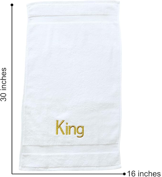 Silver Monogrammed Hand Towels for Bathroom - Luxury Hotel Quality Personalized Initial Decorative Embroidered Towel for Powder Room, Spa - GOTS Organic Certified - King and Queen