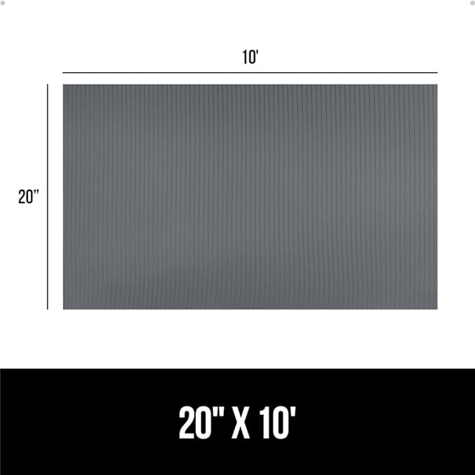GORILLA GRIP DuraGuard Shelf Liner, Non-Adhesive Cabinet Liners for Kitchen Drawers, Shelves, Refrigerator, Pantry Storage, Bathroom Closet, Durable Waterproof BPA Free Ribbed Plastic, 20x10 Gray